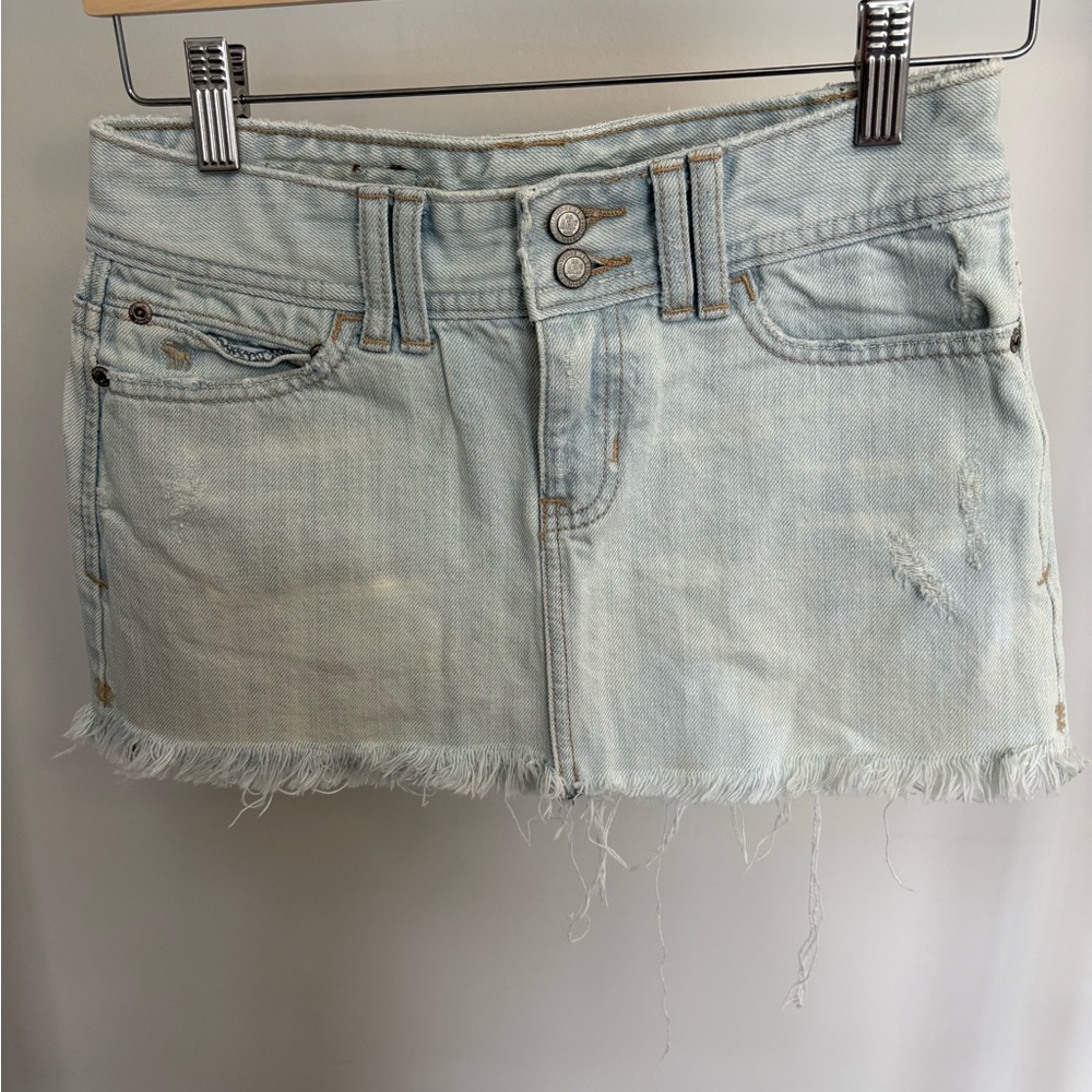 Abercrombie & Fitch Light Blue Distressed Mini Skirt
